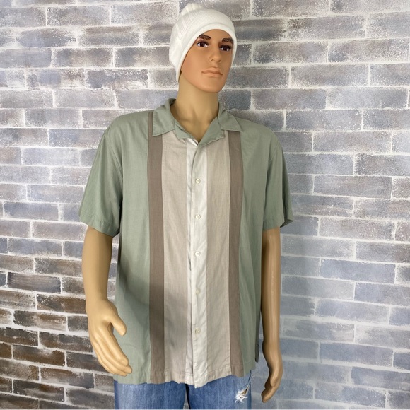 Men’s AXIST Washable Silk Button Up Collared Short Sleeve Shirt Size XXL Seafoam - Picture 7 of 13